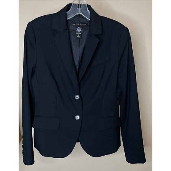 NY & Co Black Stretch Metallic Stripe Blazer Size 6 - Picture 5 of 16